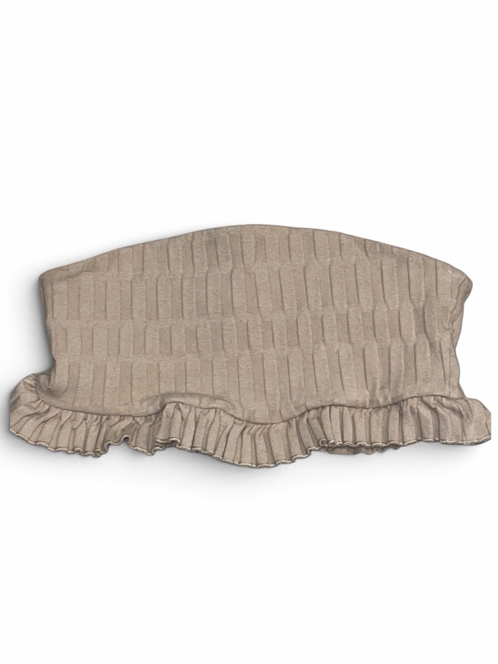 Women's Zara Tan Ribbed Strapless Bandeau Crop Top Small